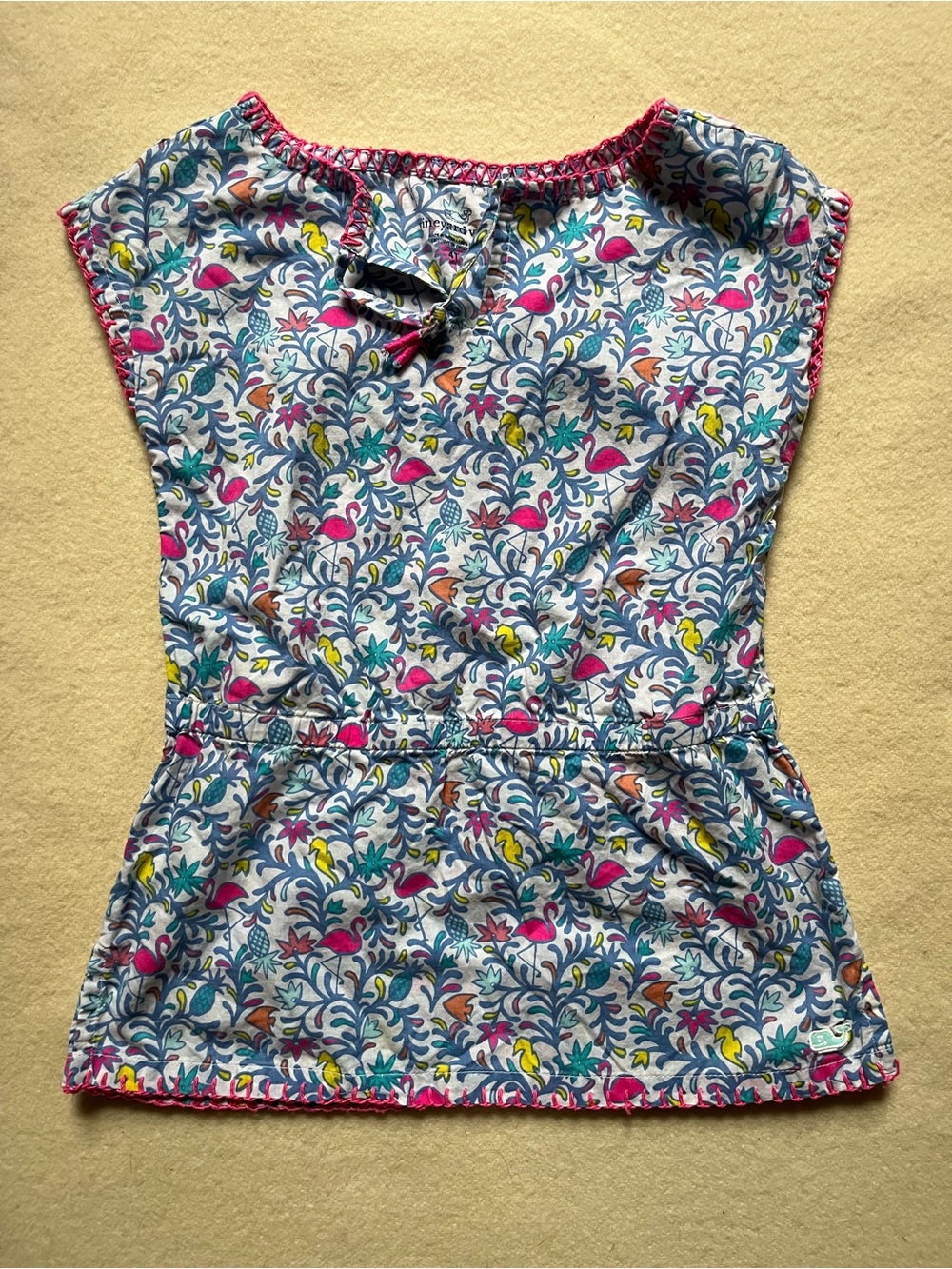 Vineyard Vines Flamingo Print Peplum Top